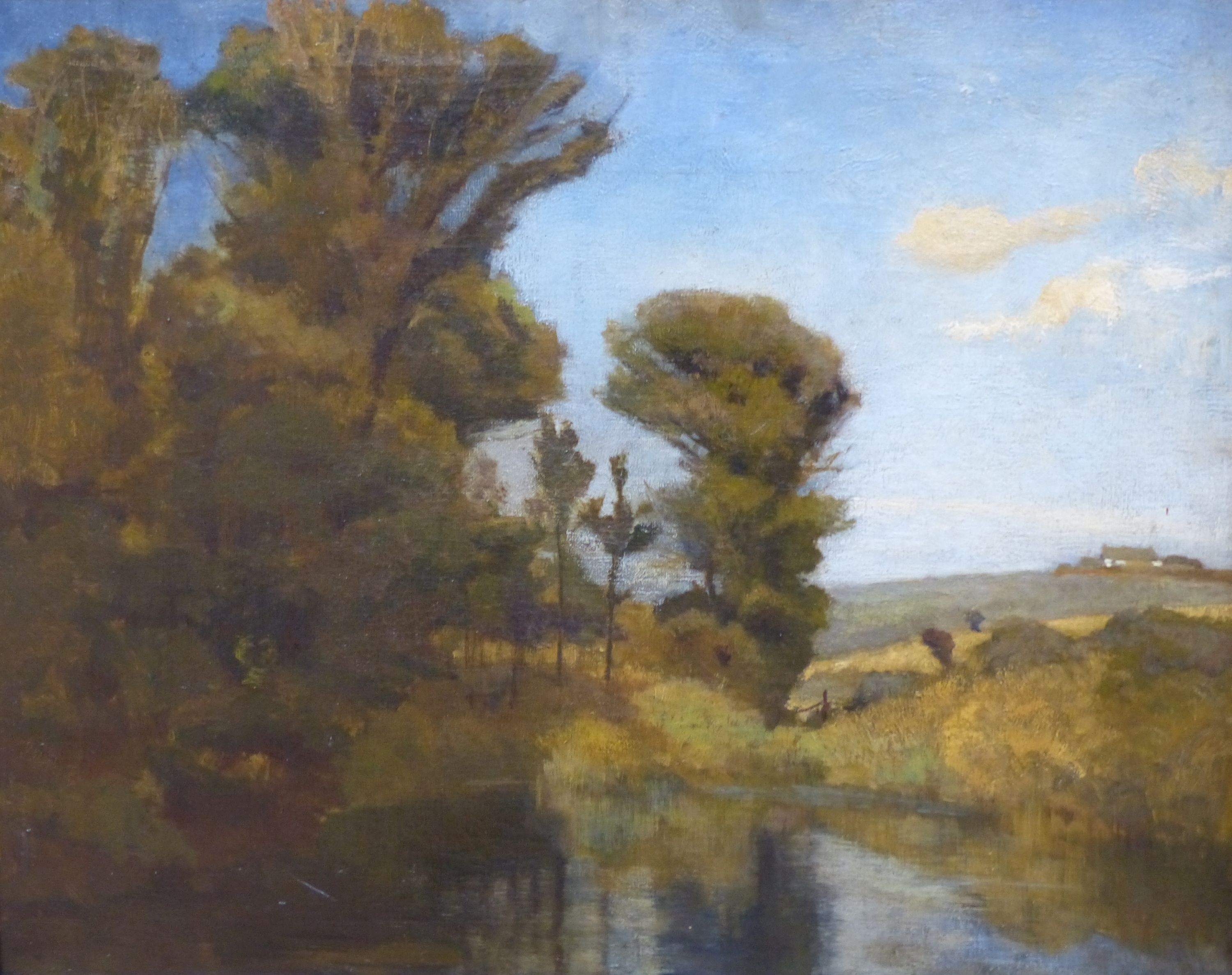 Percy Belgrave (19th C.), oil on canvas, Mullions Mill Pond, inscribed verso, 50 x 61cm